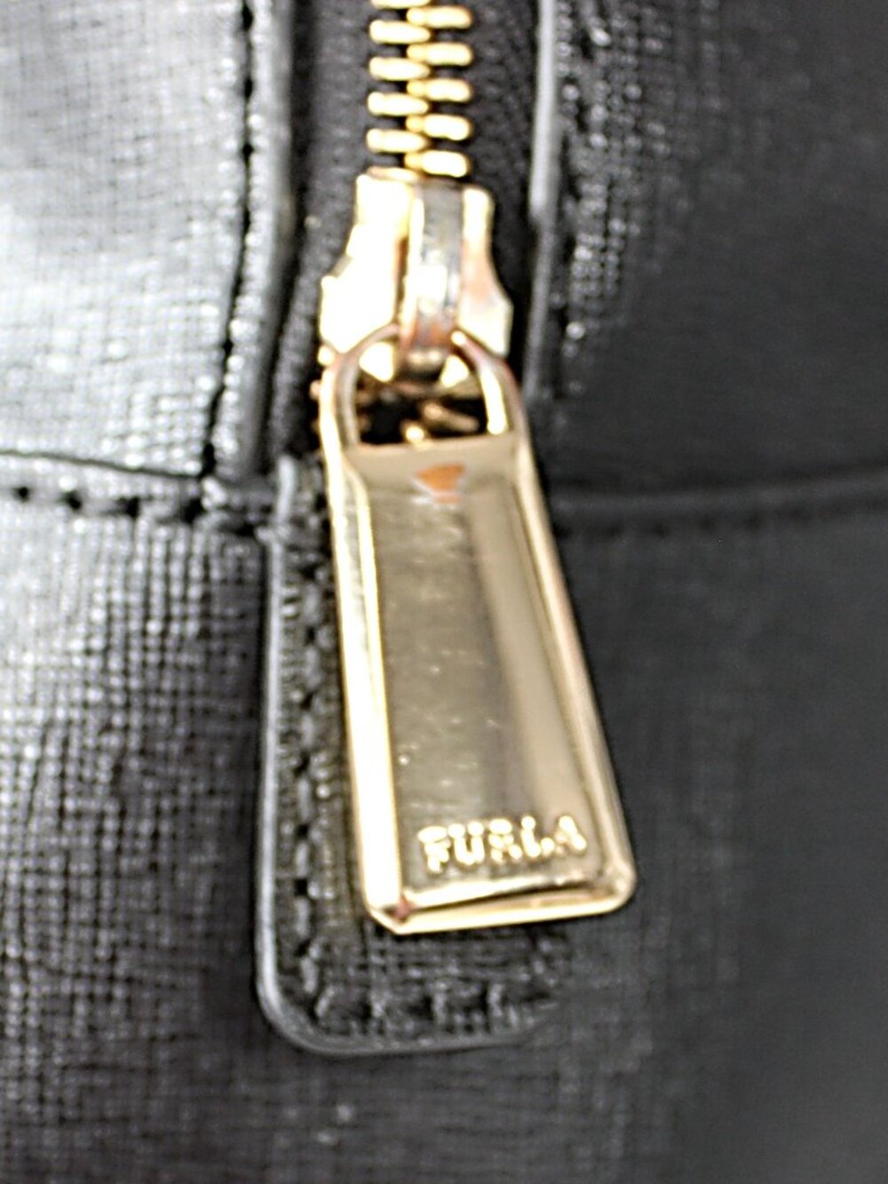 Furla Black Leather Satchel Top Handle Bag w/ Shoulder Strap Gold Hardware - Picture 9 of 12